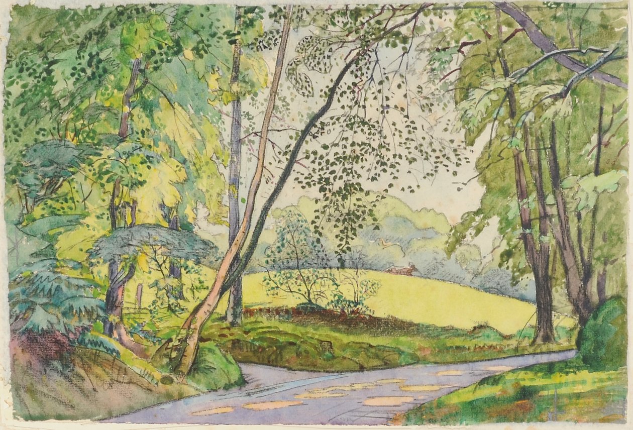 Genom träden, 1910-15 (wc på papper) av James Hamilton Hay