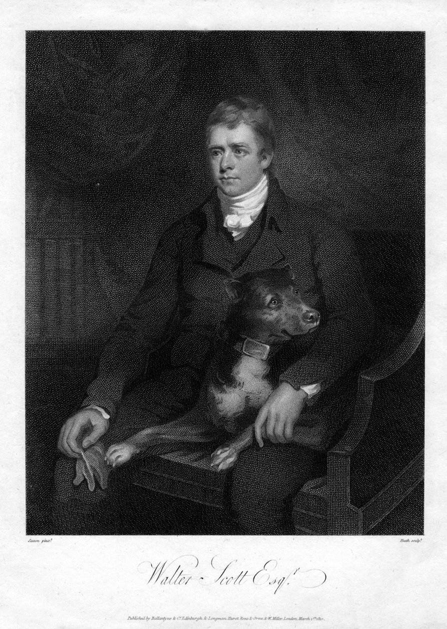 Sir Walter Scott, 1:e baronet, produktiv skotsk historisk romanförfattare och poet, 1810 av James Heath