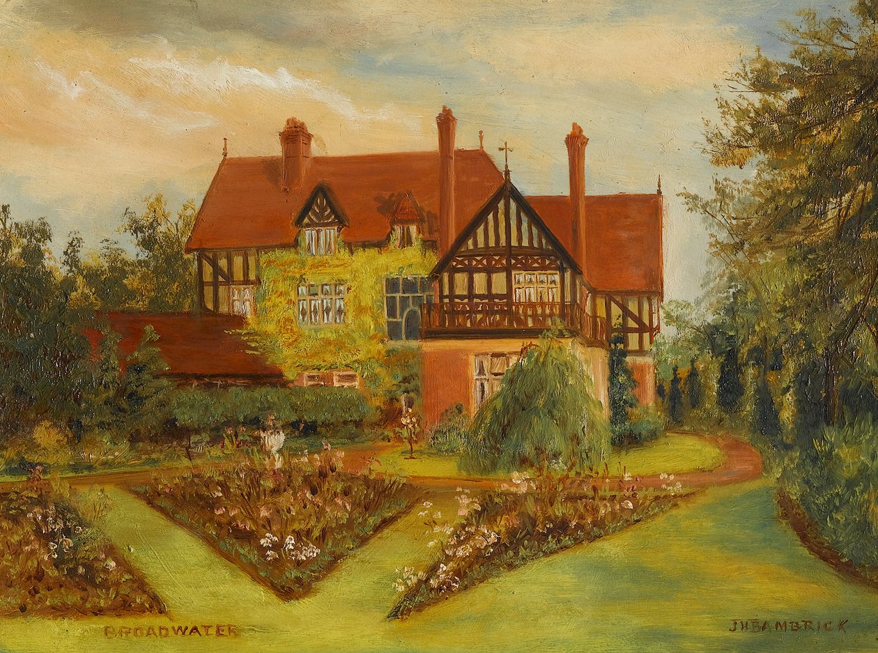 Broadwater (Kenilworth Road och Earlsdon Avenue, Coventry), tidigt 1900-tal (olja på pannå) av James Henry Bambrick