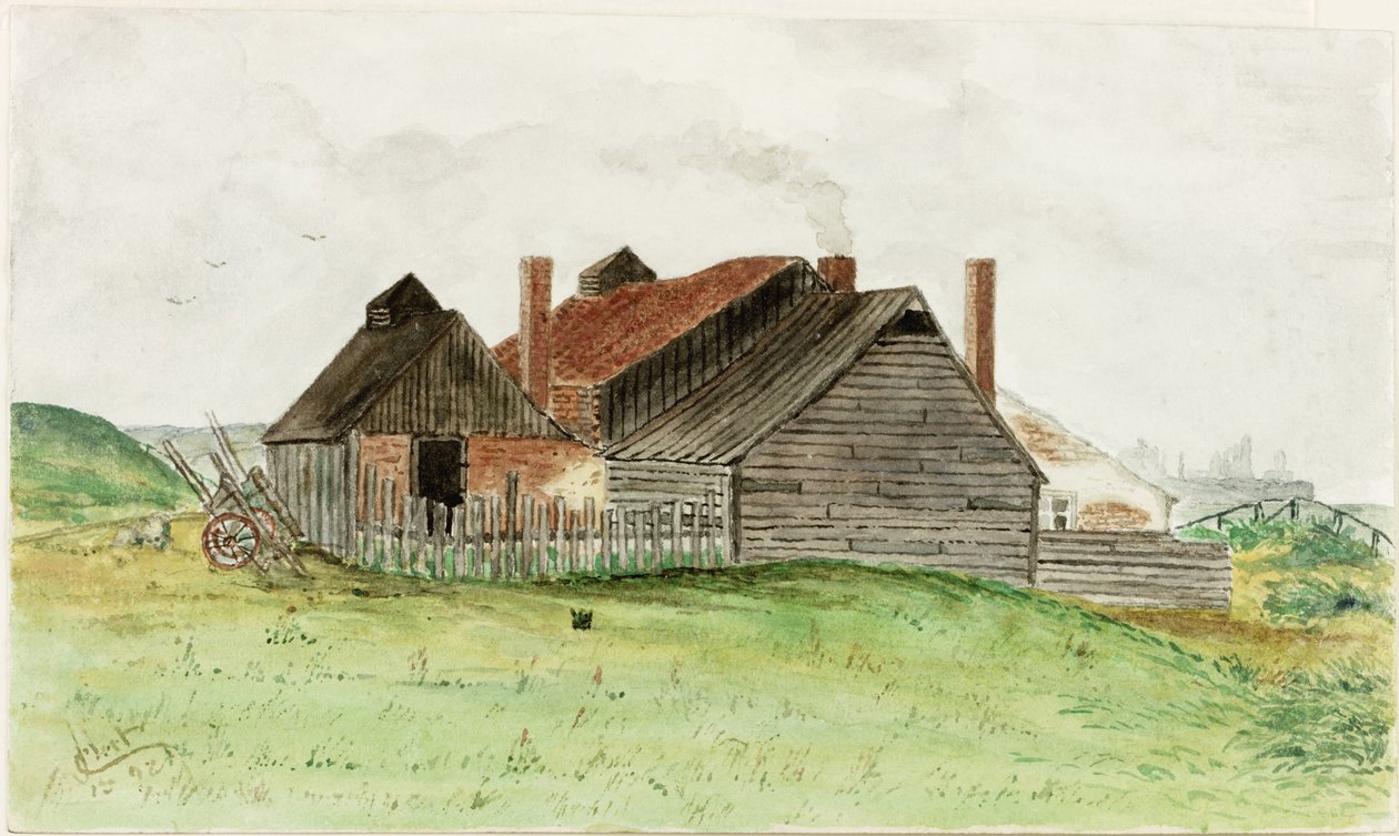 Stuga nära Trow Rocks (akvarell och kroppsfärg på papper) av James Henry Cleet