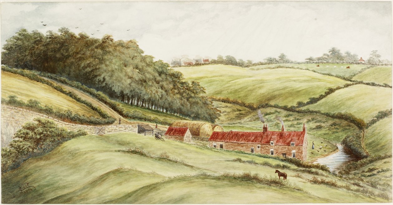 Hedworth Farm (akvarell, kroppsfärg och penna på papper) av James Henry Cleet