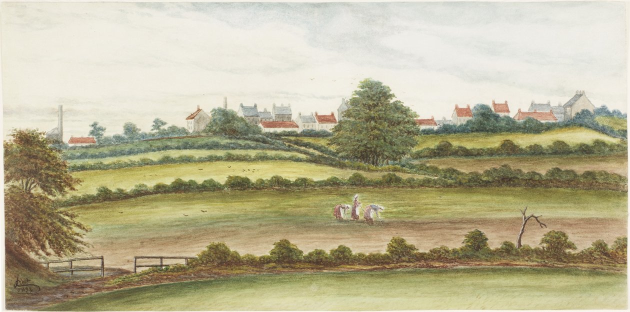 Monkseaton from the North (akvarell, penna och kroppsfärg på papper) av James Henry Cleet