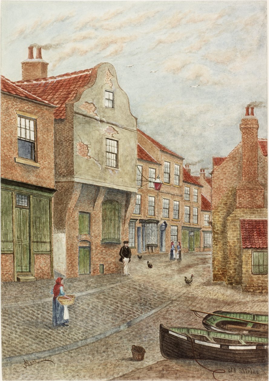 Old Shields (akvarell, kroppsfärg och penna på papper på kort) av James Henry Cleet