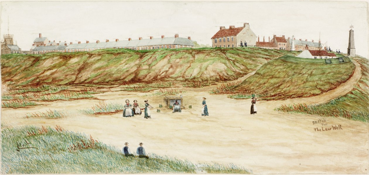Skiss till Law Well (akvarell, bodycolour och blyertspenna på papper) av James Henry Cleet