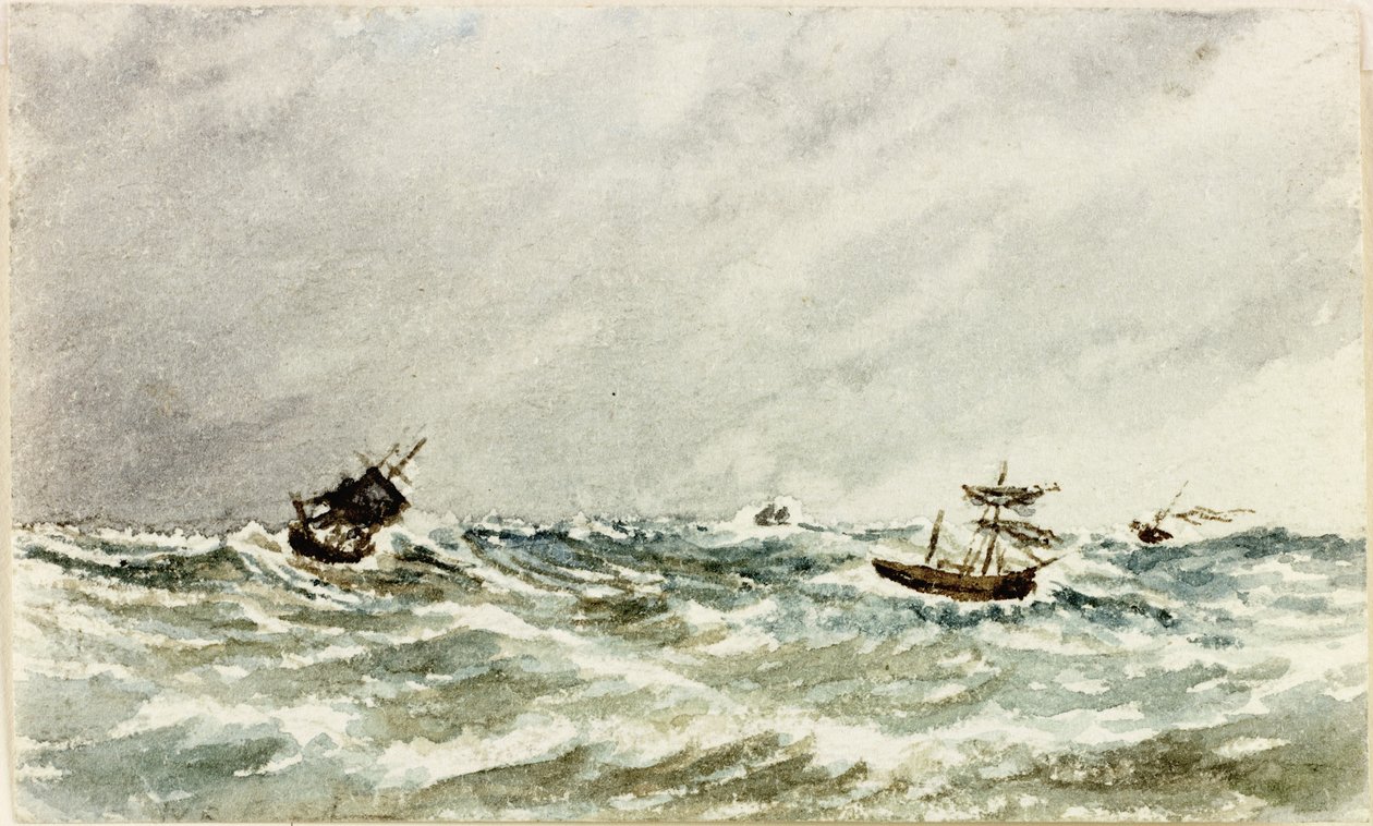 Storm at Sea off the Tyne (akvarell och kroppsfärg på papper) av James Henry Cleet