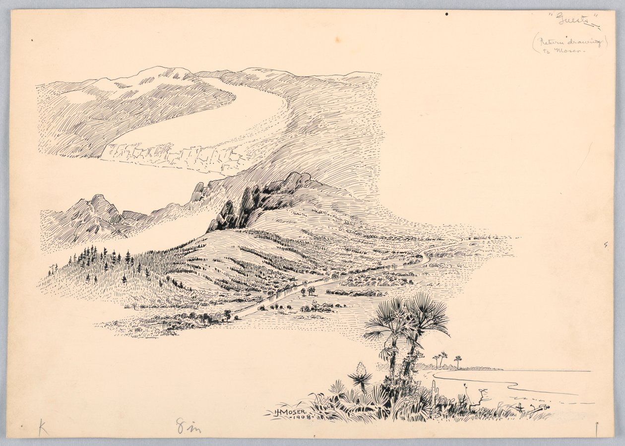 Three Landscapes, Design för Washington Board of Trade Dinner, 13 maj 1908 av James Henry Moser
