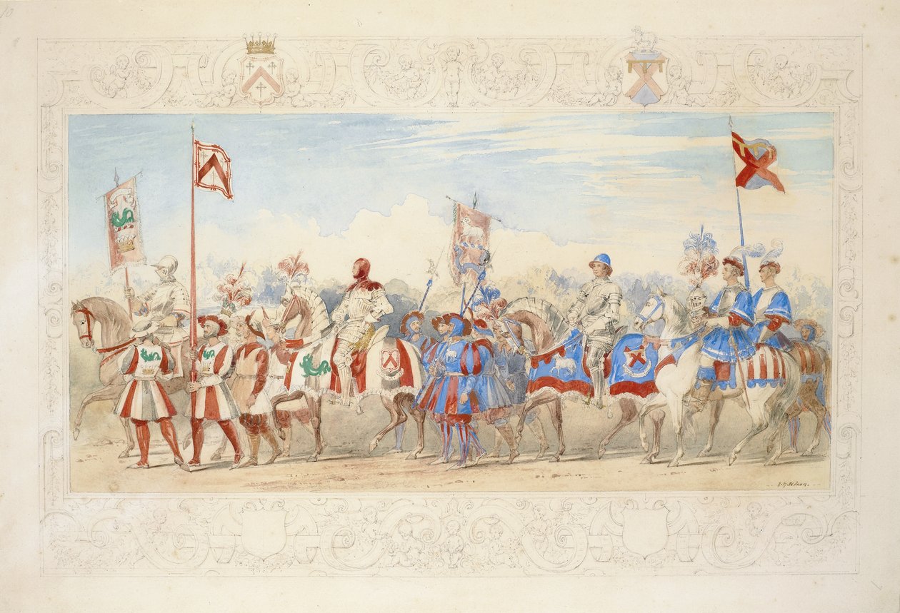 Archibald, Earl of Cassilis, Riddare av delfinen, 1839 (penna, wc, gouache och guldfärg på papper) av James Henry Nixon