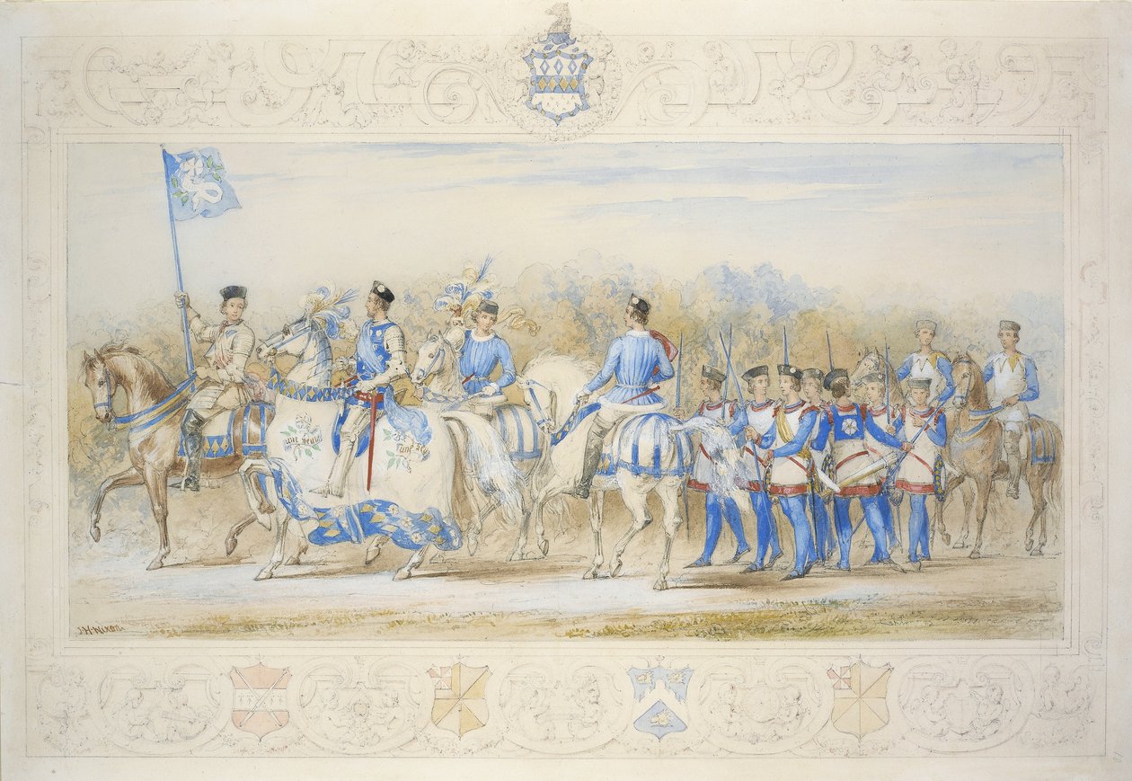 Charles Lamb Esq, Knight of the White Rose (penna, wc och kroppsfärg på papper) av James Henry Nixon