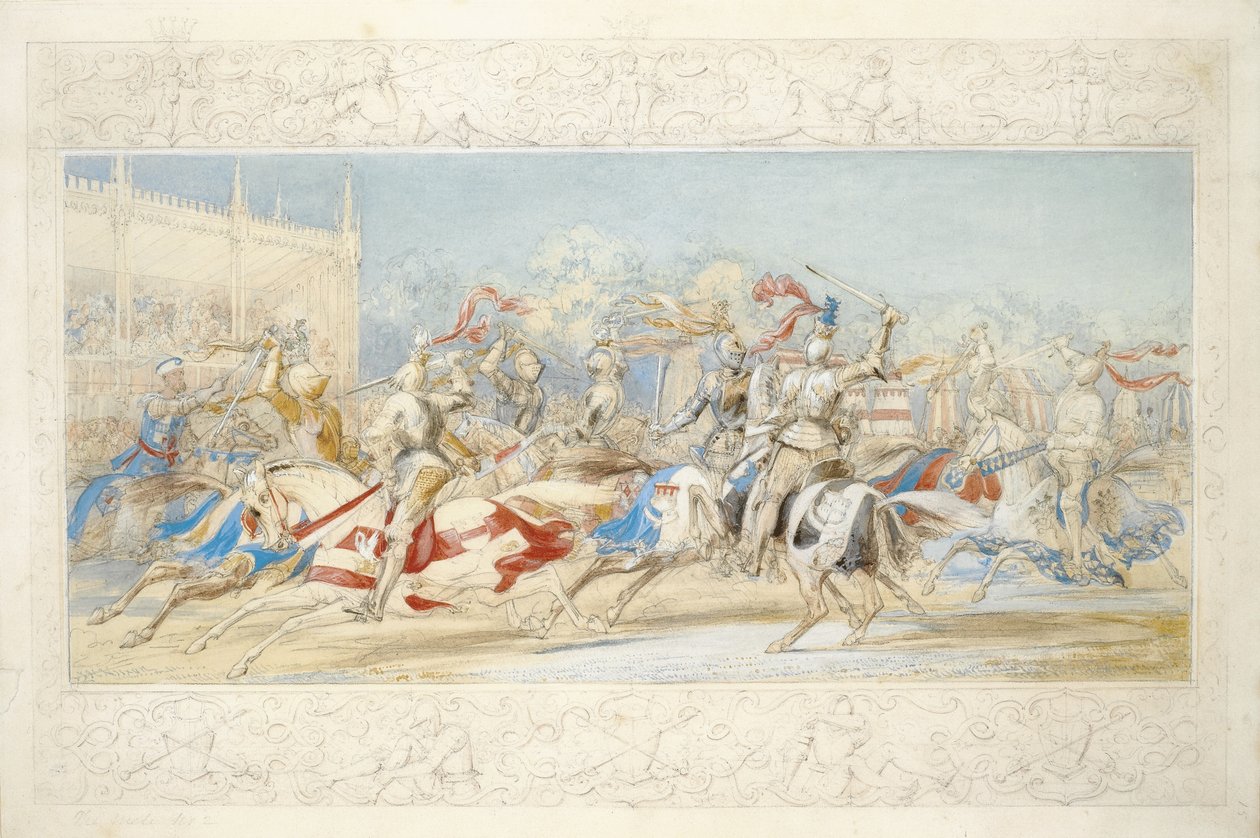 The Melee (penna, wc och kroppsfärg på papper) av James Henry Nixon