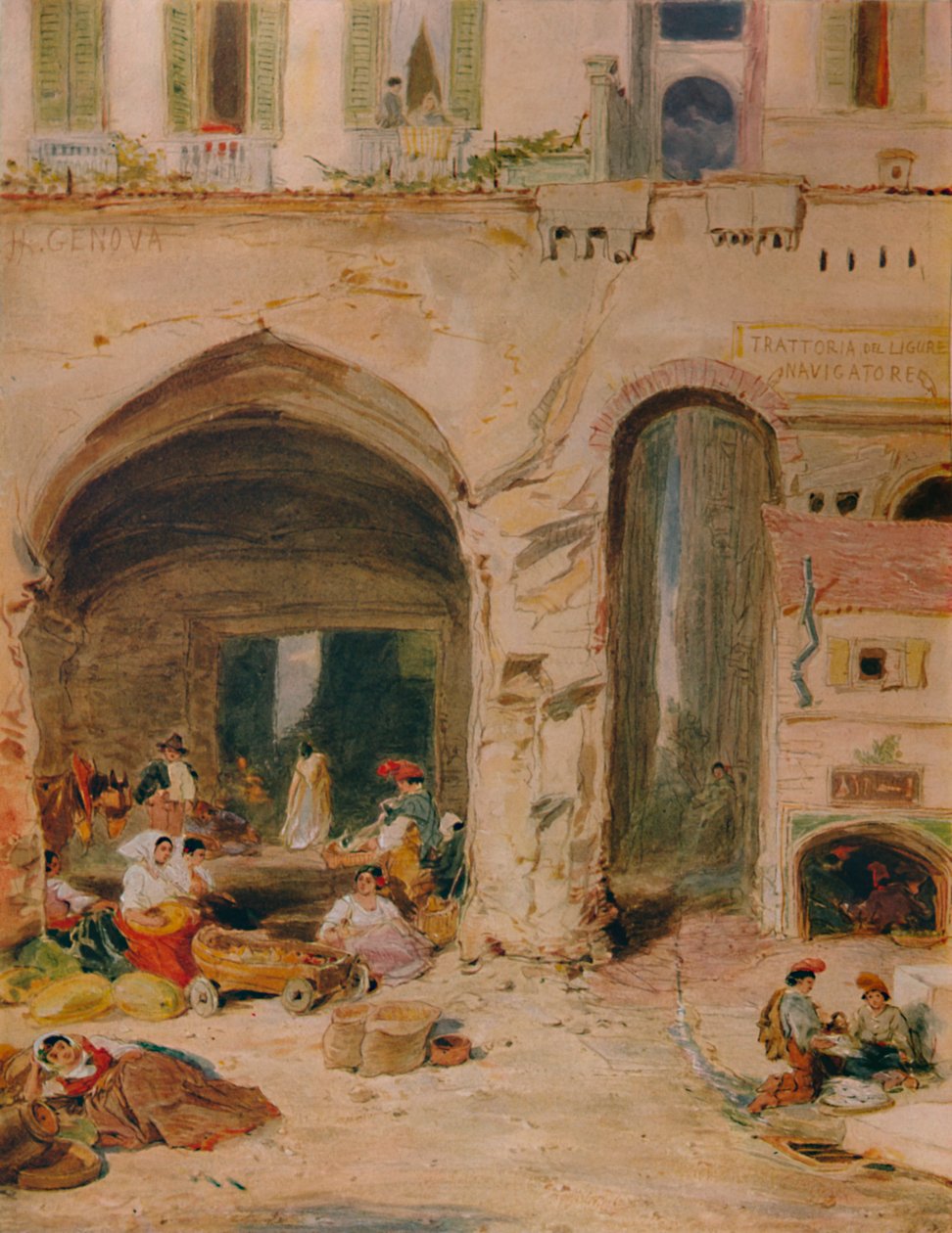 En innergård i Genua, c1850, 1935 av James Holland