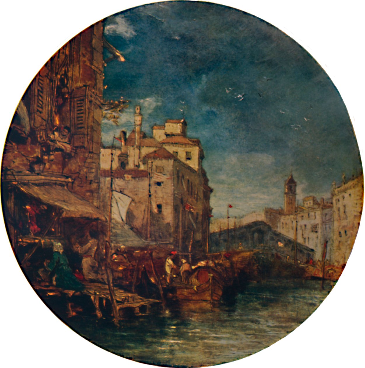 En utsikt över Canal Grande, Venedig, med Rialto i fjärran, c1850, 1935 av James Holland