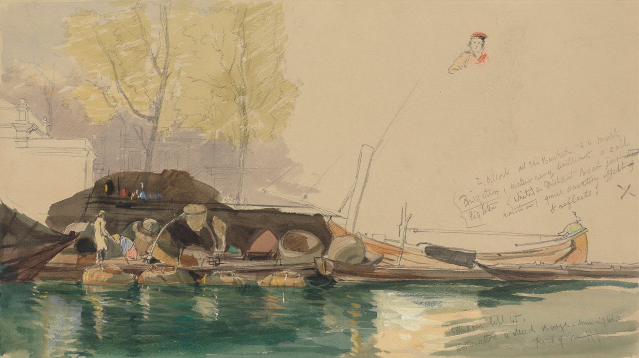 Pråmar på en kanal i Rotterdam av James Holland