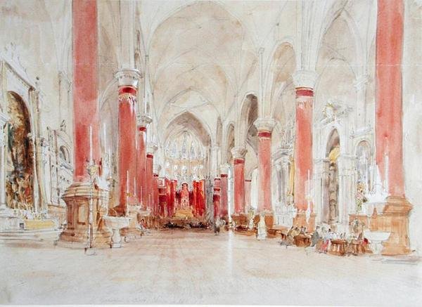 Interiör av kyrkan San Giovanni e Paolo, Venedig (wc över grafit på papper) av James Holland