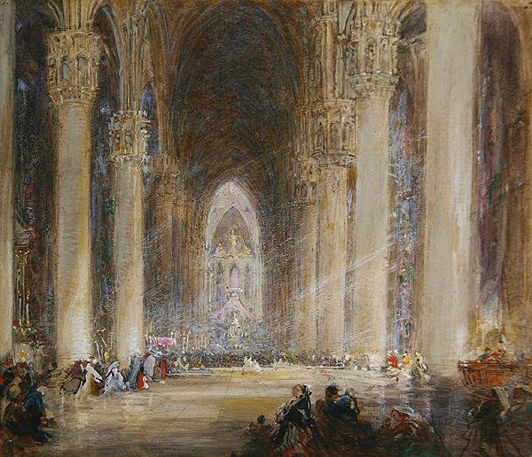 Milanos katedral (akvarell på papper) av James Holland