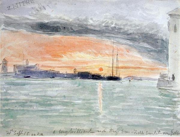 The Zattere, Sunset (wc över grafit på papper) av James Holland