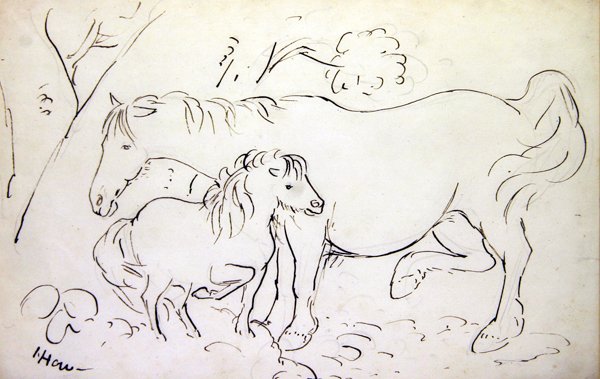 Sto och dess föl (sepia bläck på papper) av James Howe