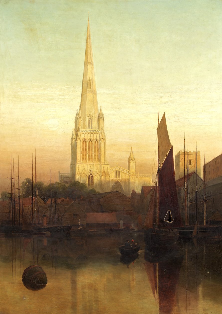 St Mary Redcliffe, Bristol, möjligen 1886 (olja på duk) av James Jackson Curnock
