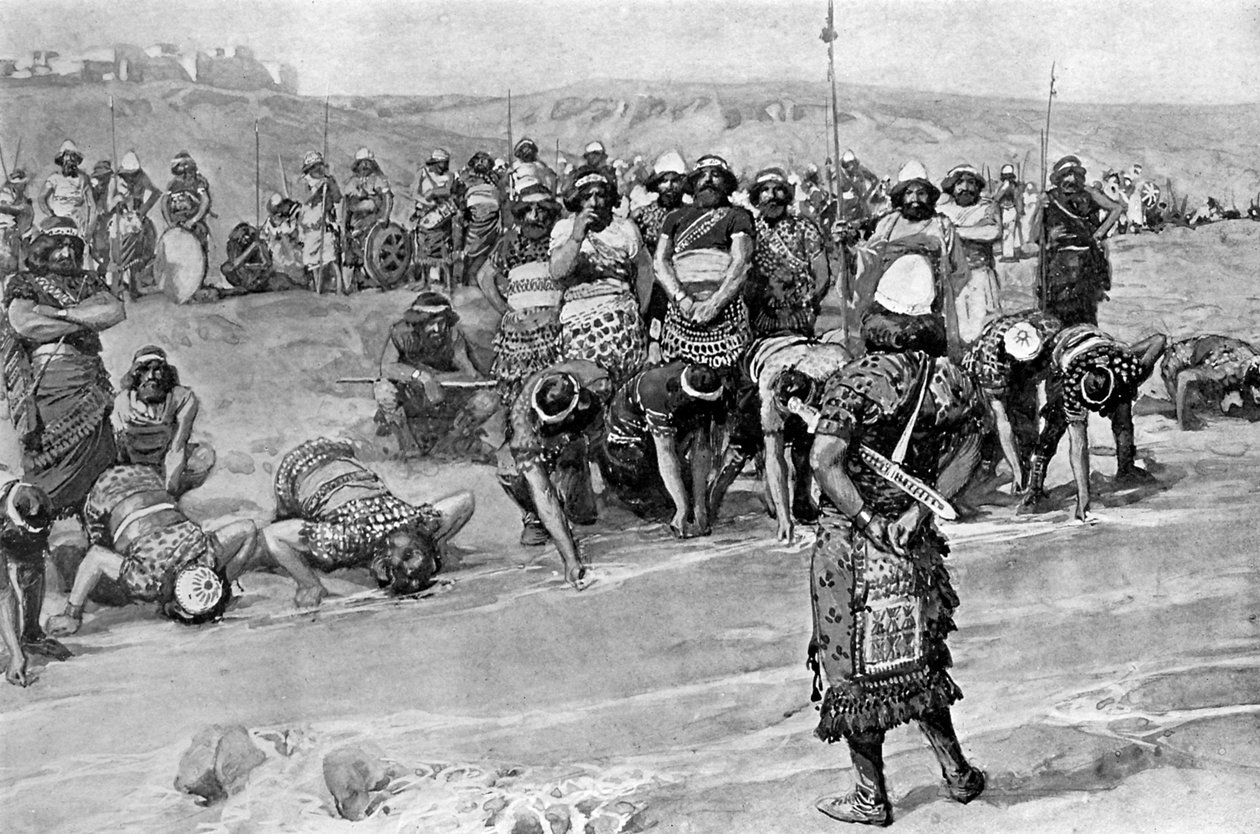 Gideon väljer de trehundra av Tissot - Bibeln av James Jacques Joseph (after) Tissot