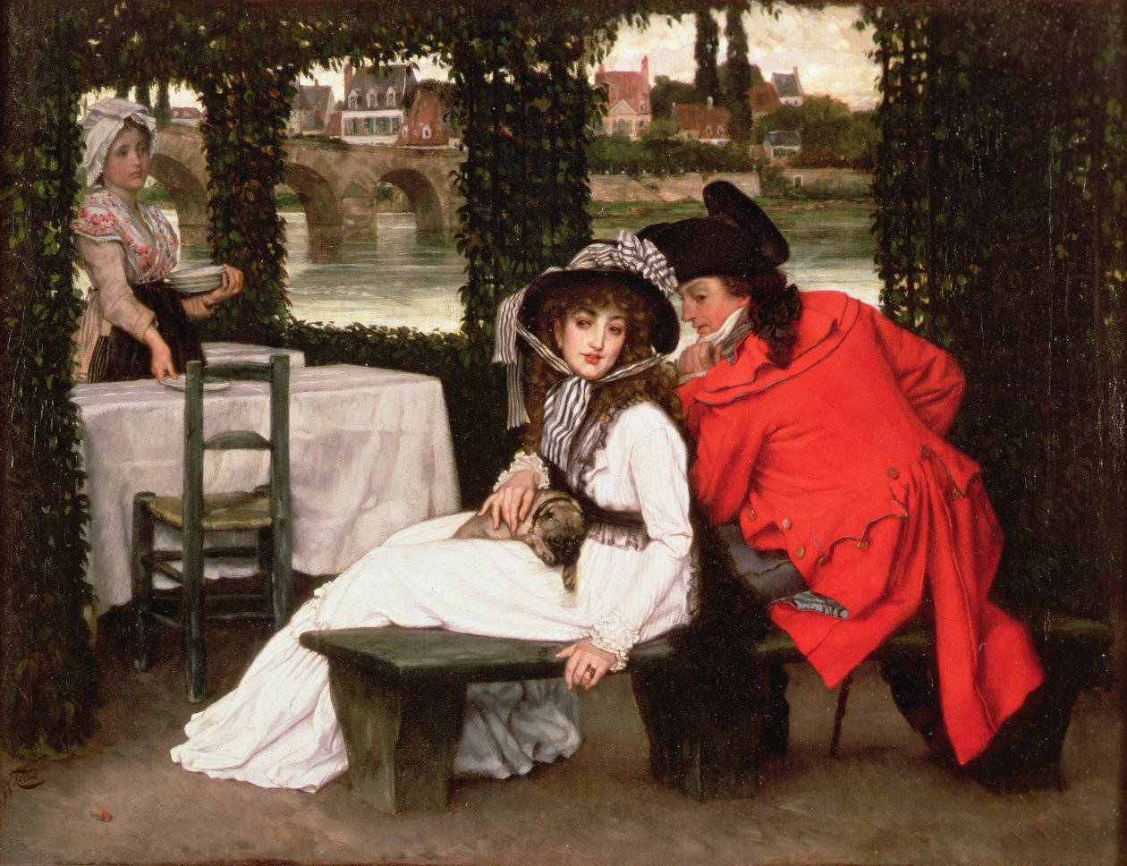 A Tryst at a Riverside Cafe, c.1869 av James Jacques Joseph Tissot
