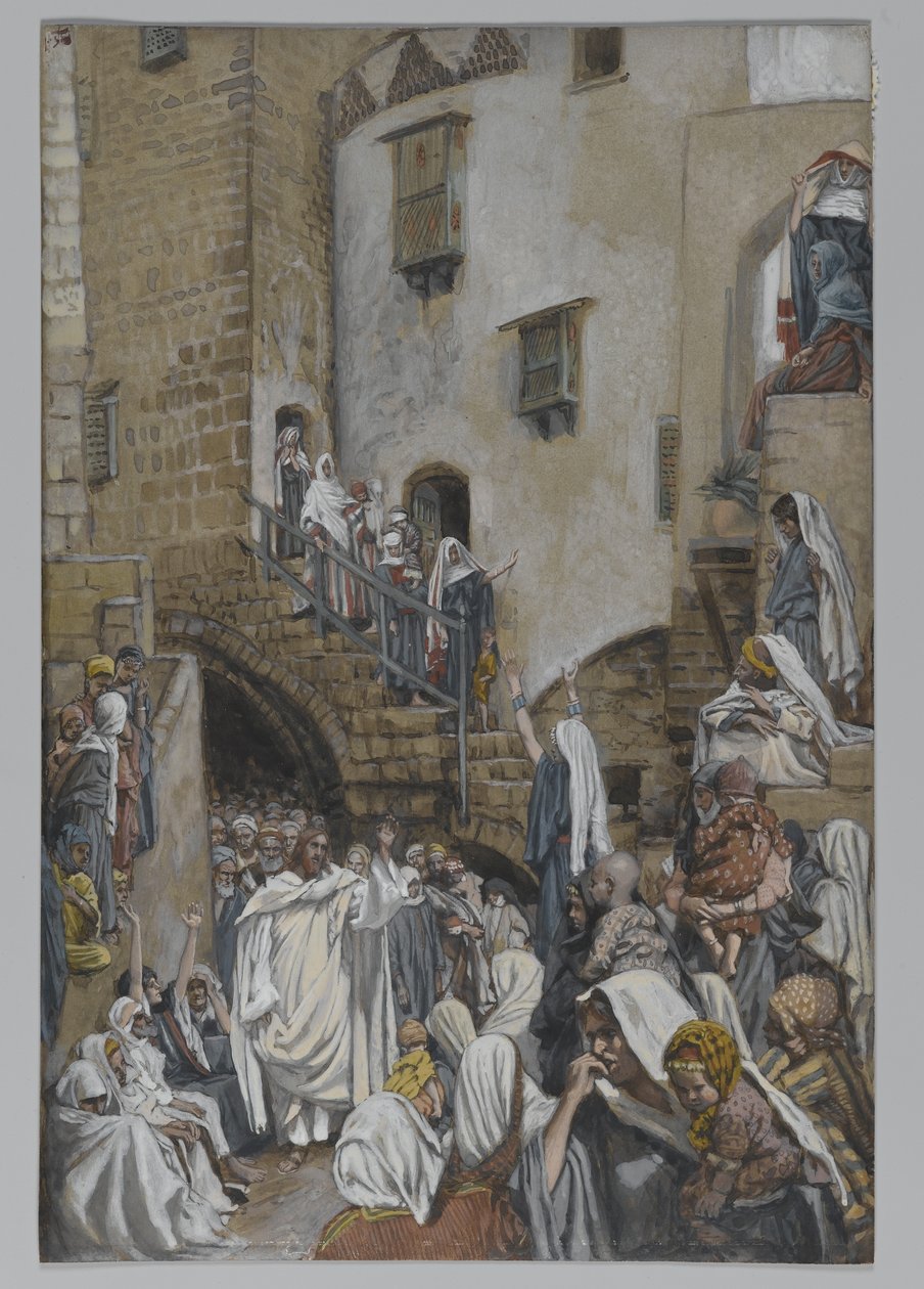 A Woman Cries Out in the Crowd, illustration från The Life of Our Lord Jesu Christ, 1886-94 (wc över grafit på papper) av James Jacques Joseph Tissot