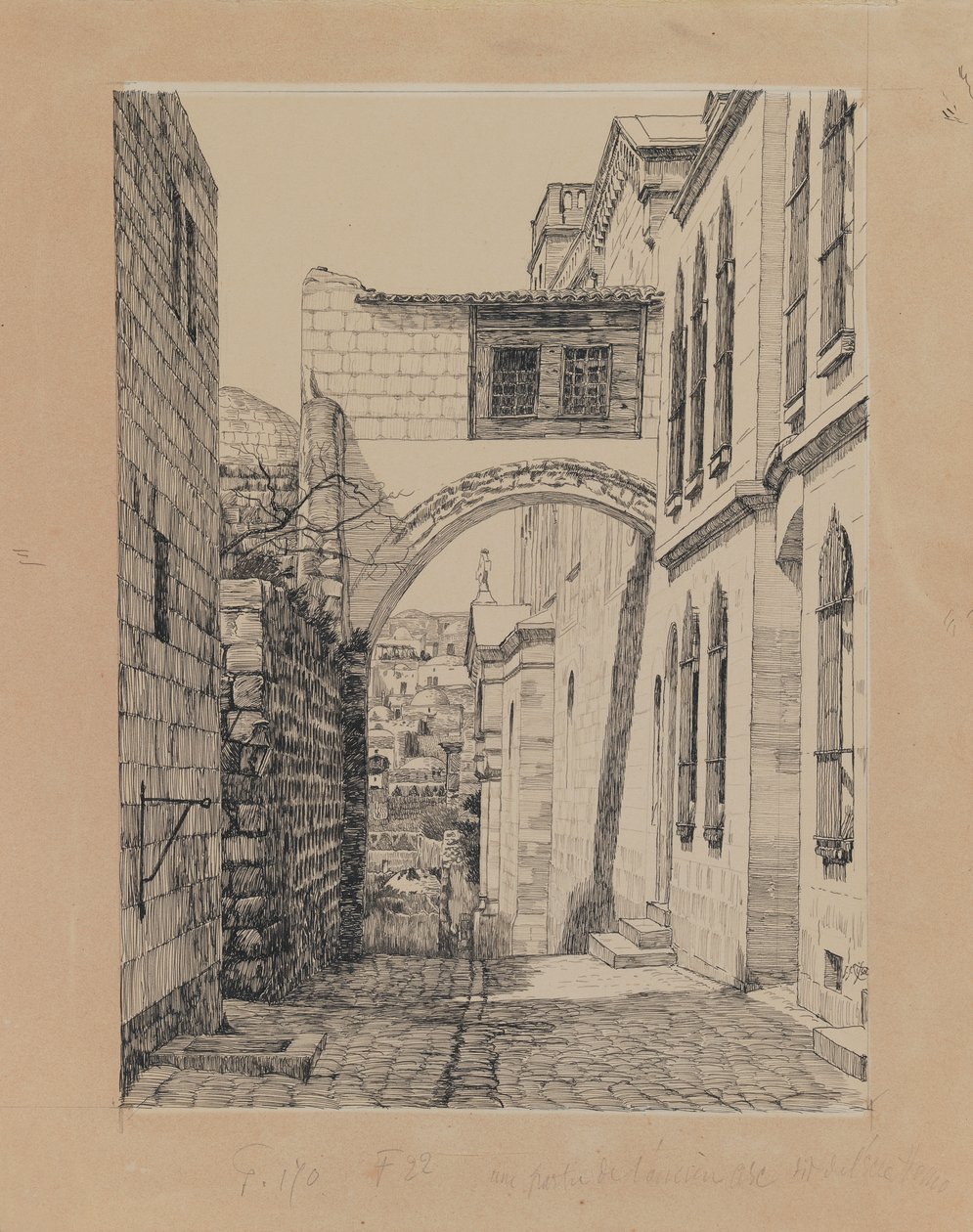 En del av den antika bågen kallad Ecce Homo, illustration från Vår Herre Jesu Kristi liv (bläck & grafit på kartong) av James Jacques Joseph Tissot