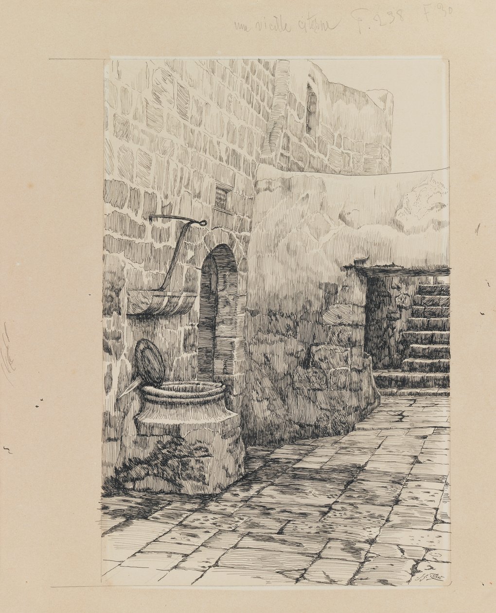 En gammal cistern, illustration från Vår Herre Jesu Kristi liv (bläck & grafit på papper) av James Jacques Joseph Tissot