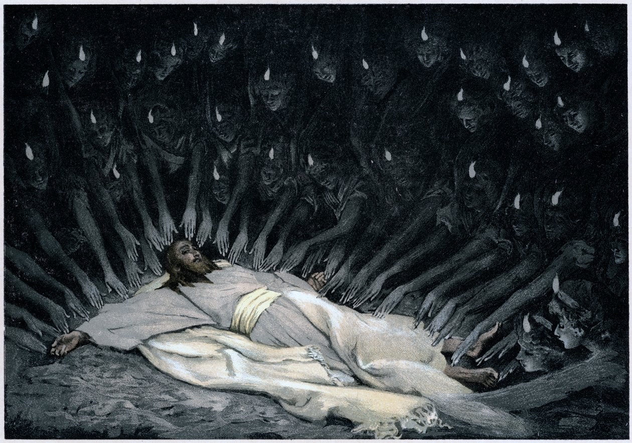 Änglar som betjänar Jesus efter att djävulen har lämnat honom, 1897 av James Jacques Joseph Tissot