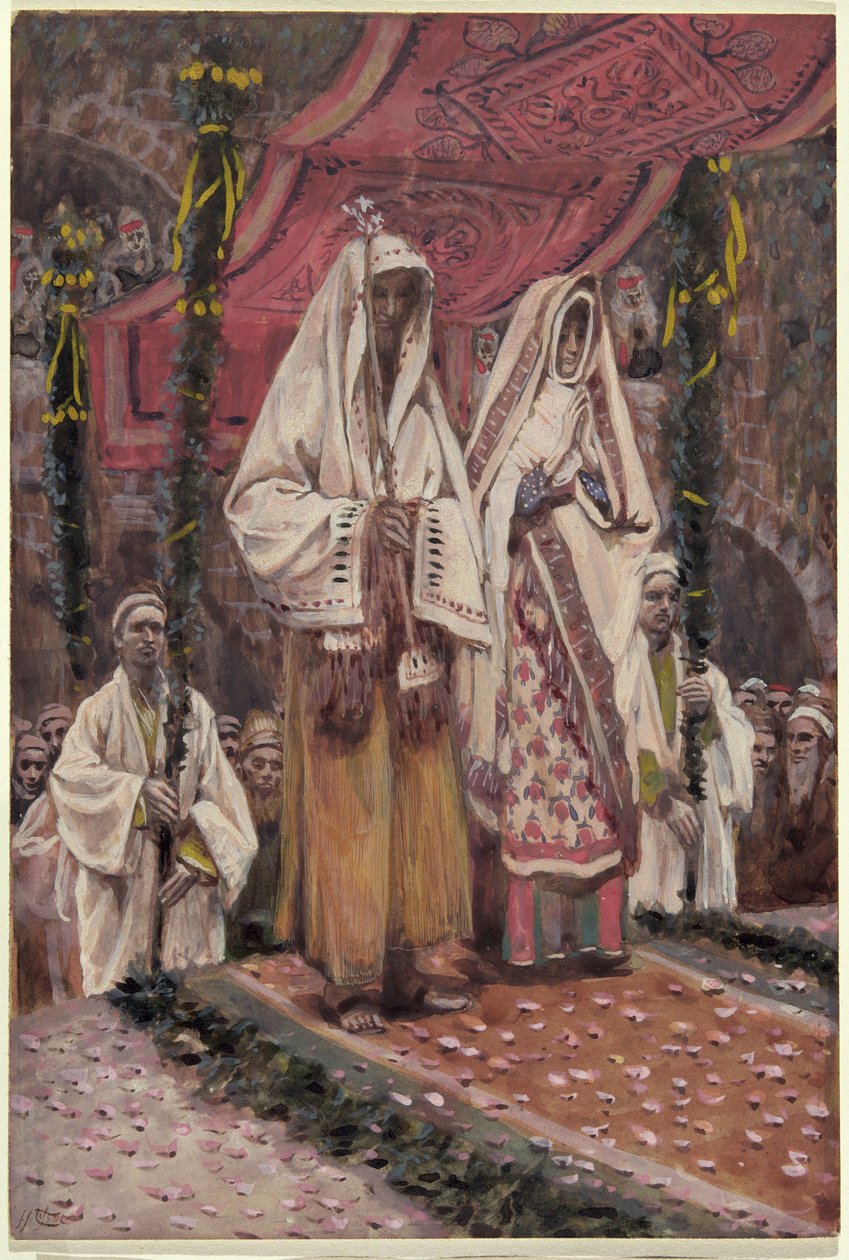 Trolovning av den heliga jungfrun och Saint Joseph (gouache på kartong) av James Jacques Joseph Tissot