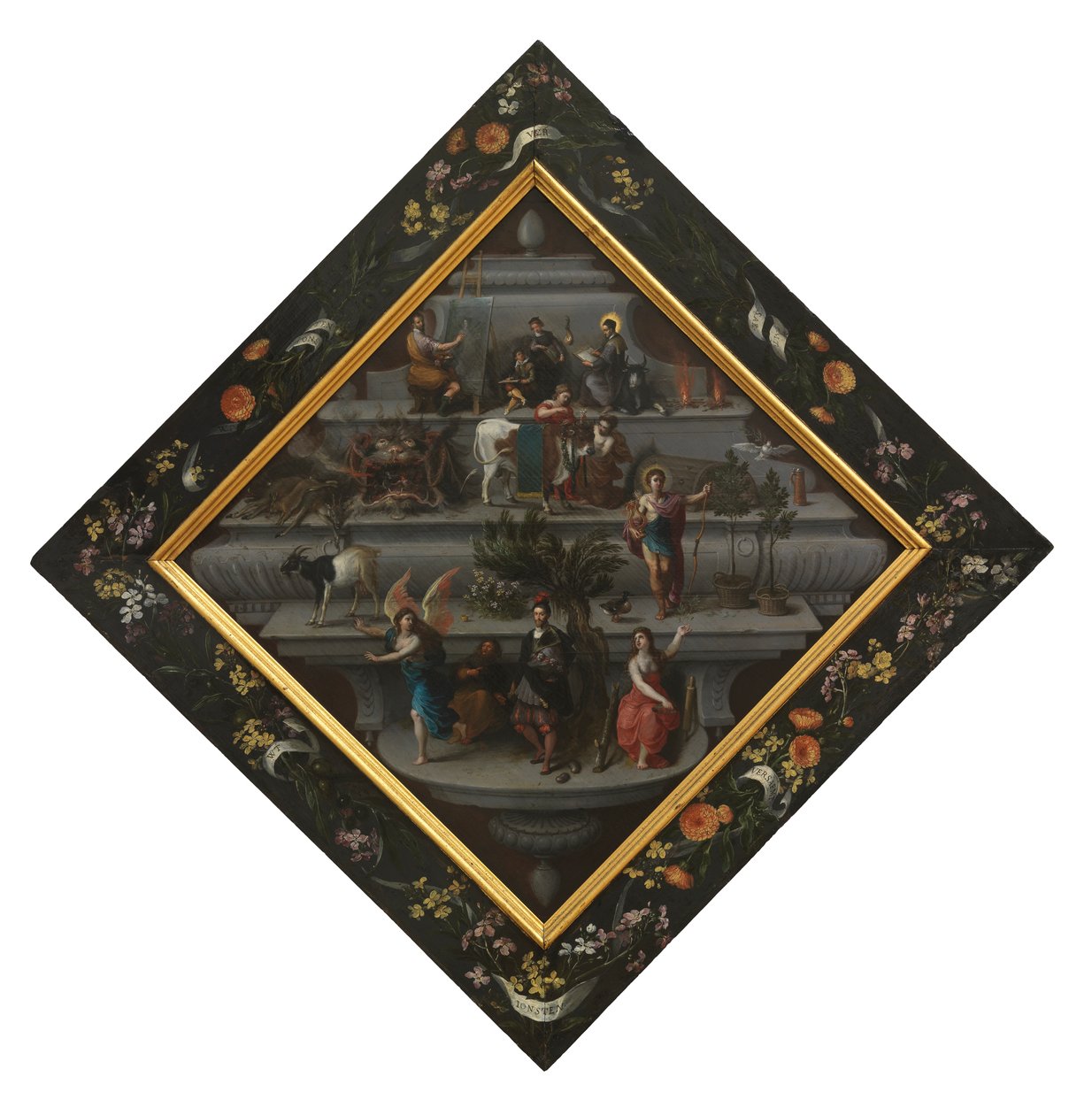 Blazon of the Chambers of Retoric "De Violieren" (olja på panel) av James Jacques Joseph Tissot