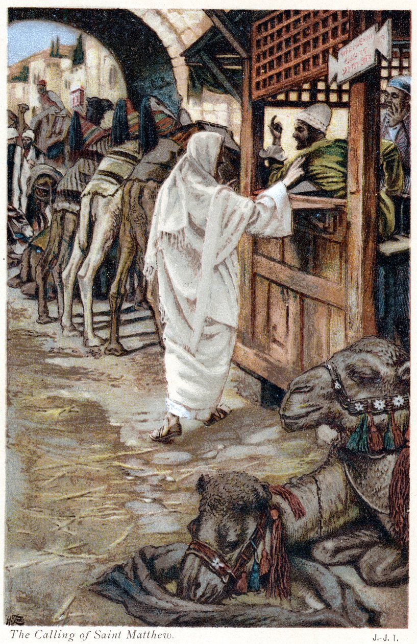 Kristus kallar Matteus, tullindrivaren, c1890 av James Jacques Joseph Tissot