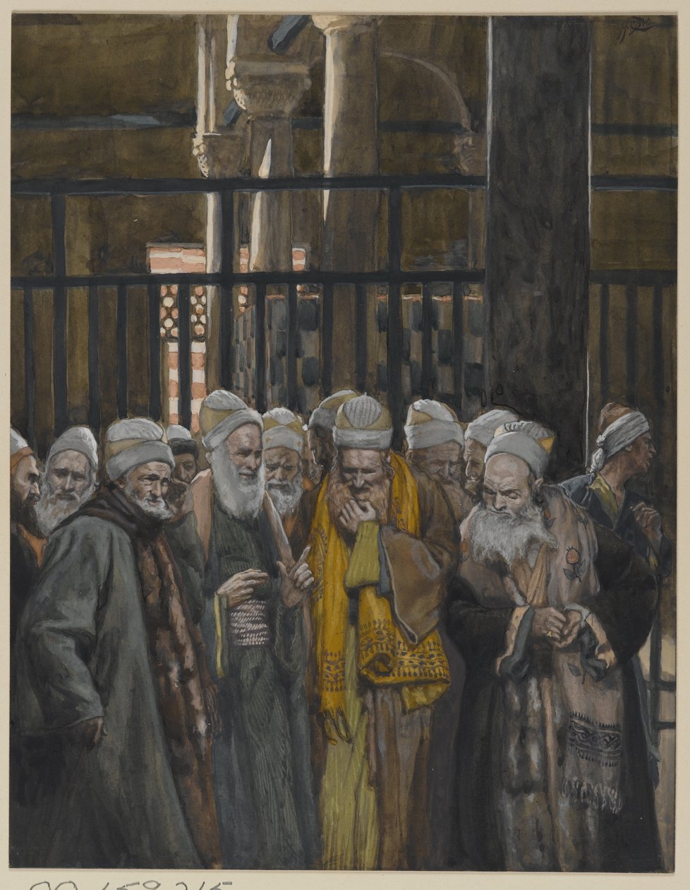 Judarnas konspiration, illustration från Vår Herre Jesu Kristi liv, 1886-94 (wc över grafit på papper) av James Jacques Joseph Tissot