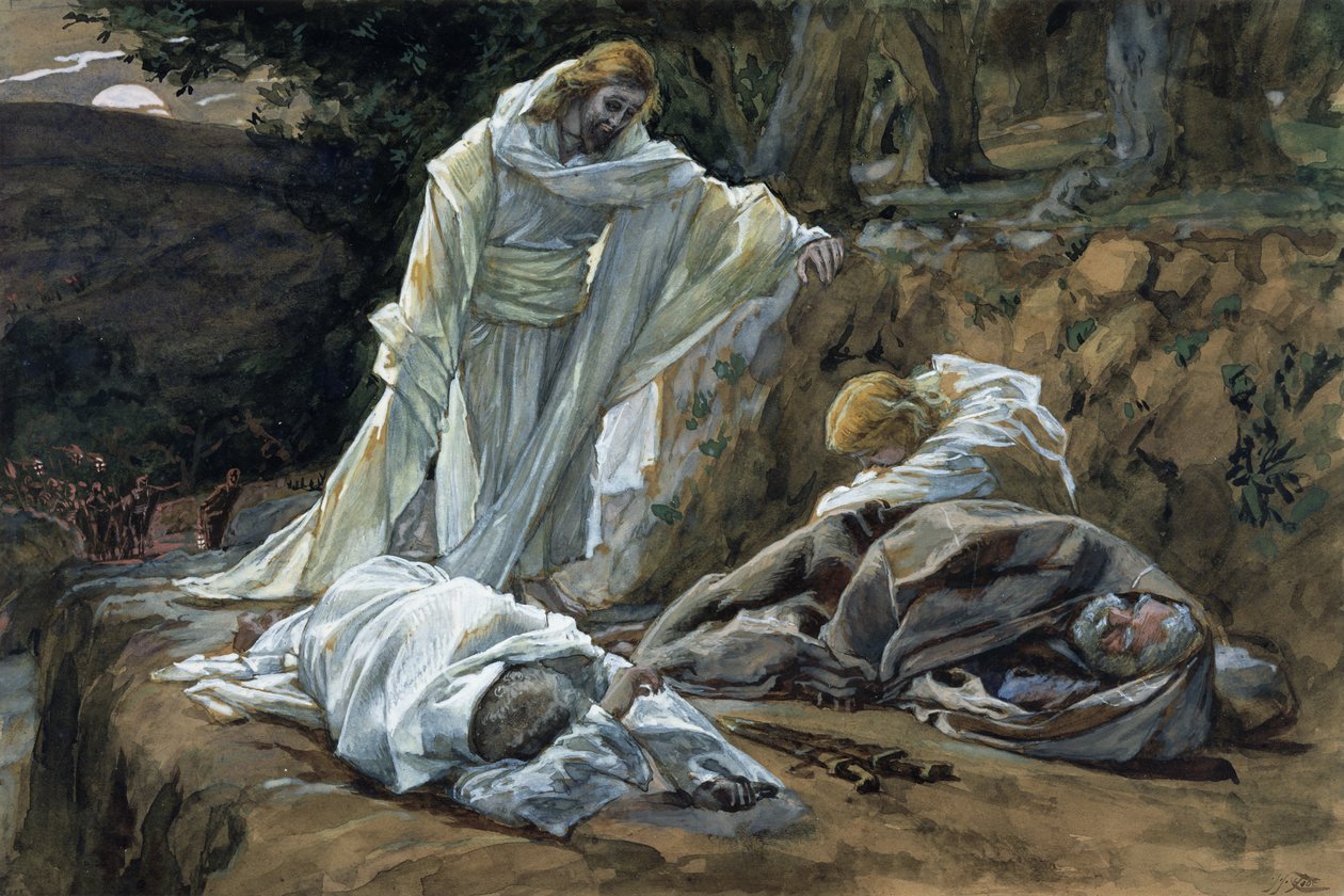 Could Ye Not Watch with Me One Hour?, illustration till The Life of Christ, c.1886-94 (wc & gouache på kartong) av James Jacques Joseph Tissot