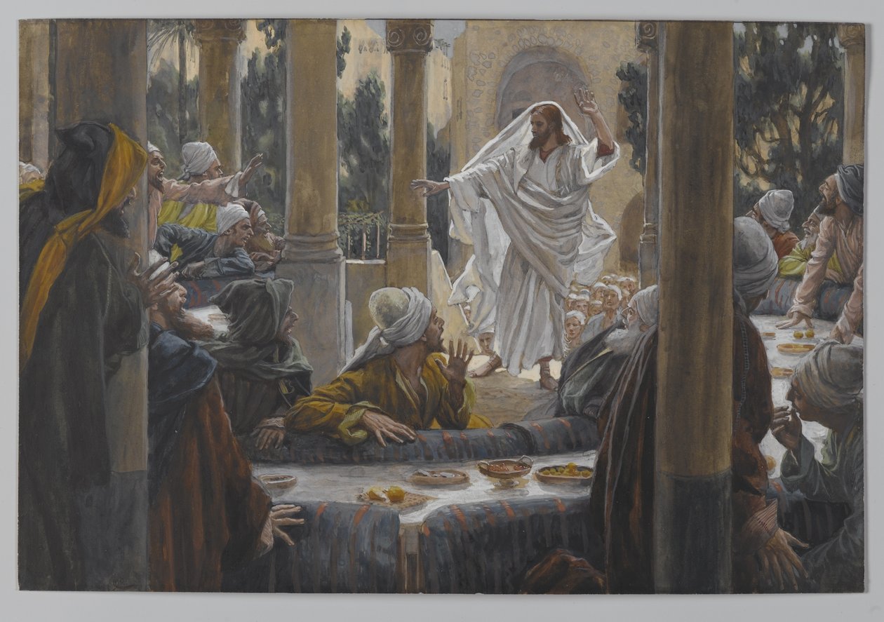 Förbannelser mot fariséerna, illustration från Vår Herre Jesu Kristi liv, 1886-96 (wc över grafit på papper) av James Jacques Joseph Tissot