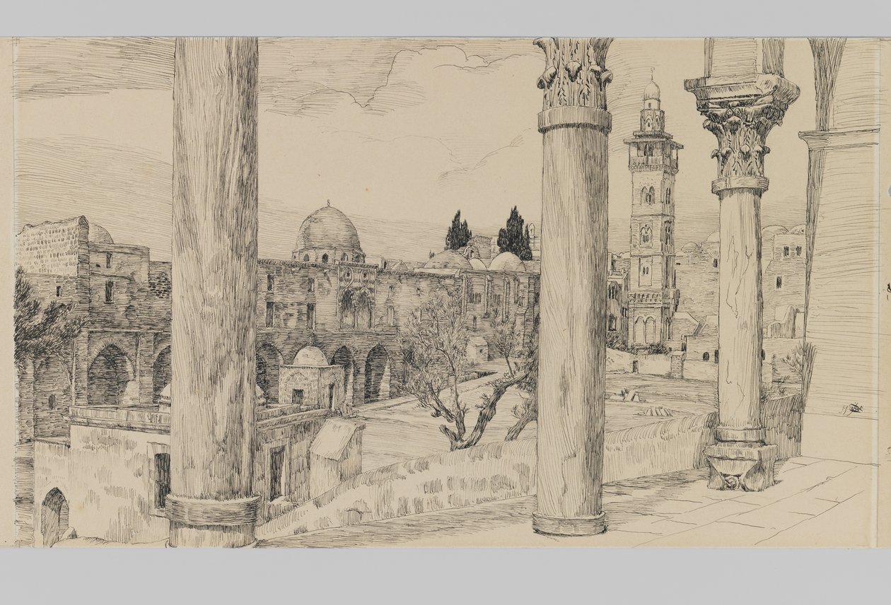 Esplanade of the Haram, illustration från The Life of Our Lord Jesus Christ (bläck & grafit på kartong) av James Jacques Joseph Tissot