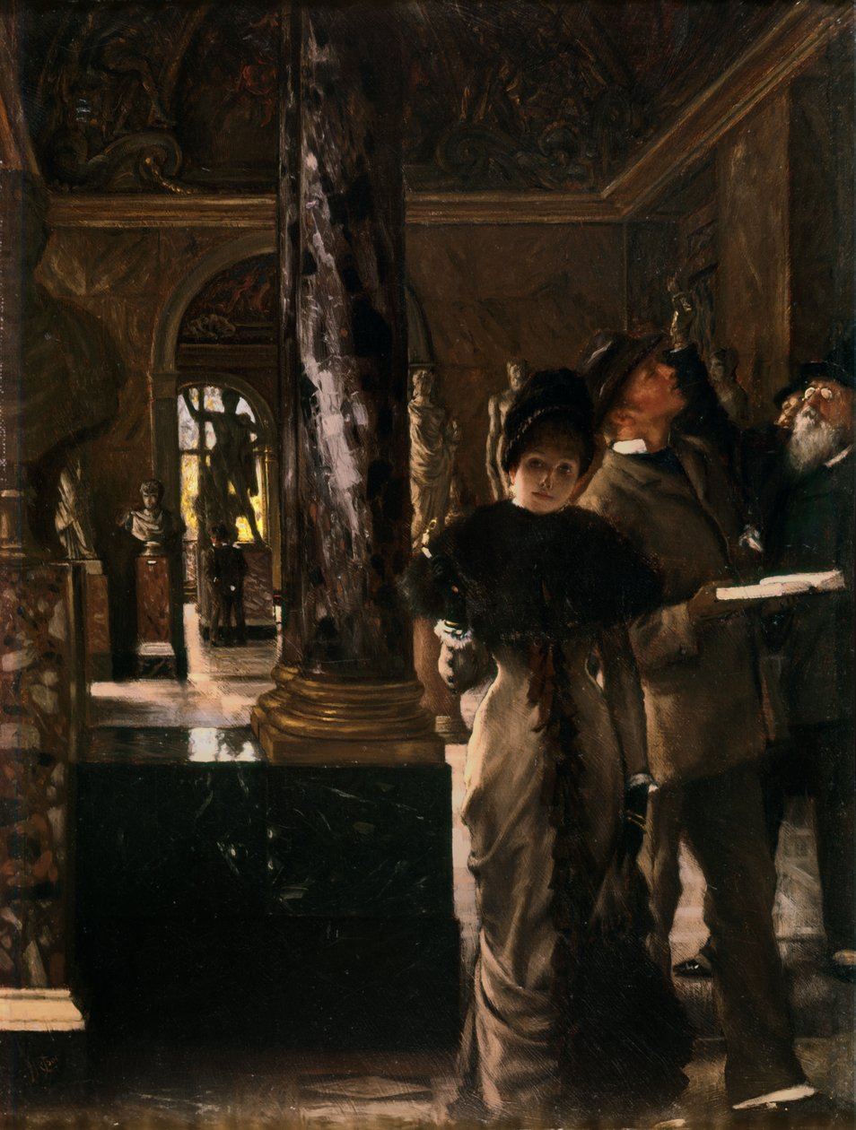 Utländska besökare i Louvren, ca 1880 av James Jacques Joseph Tissot