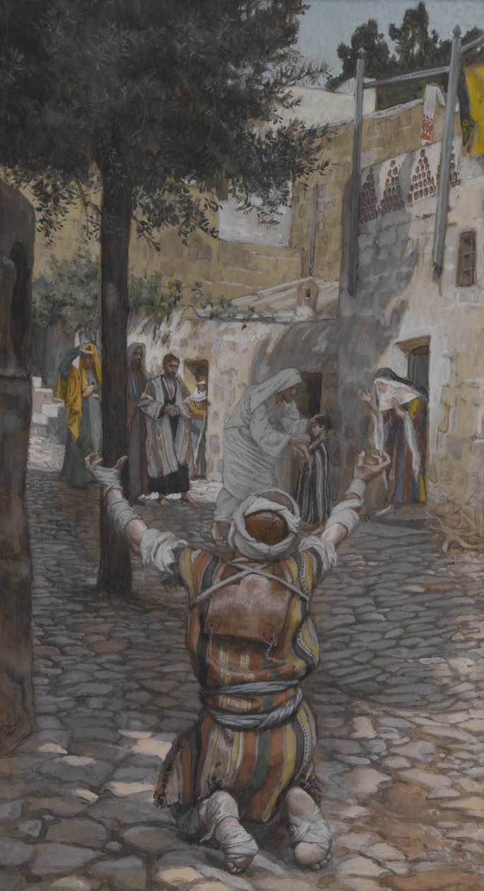 Helande av de spetälska i Kapernaum, illustration från Vår Herre Jesu Kristi liv (wc över grafit på papper) av James Jacques Joseph Tissot