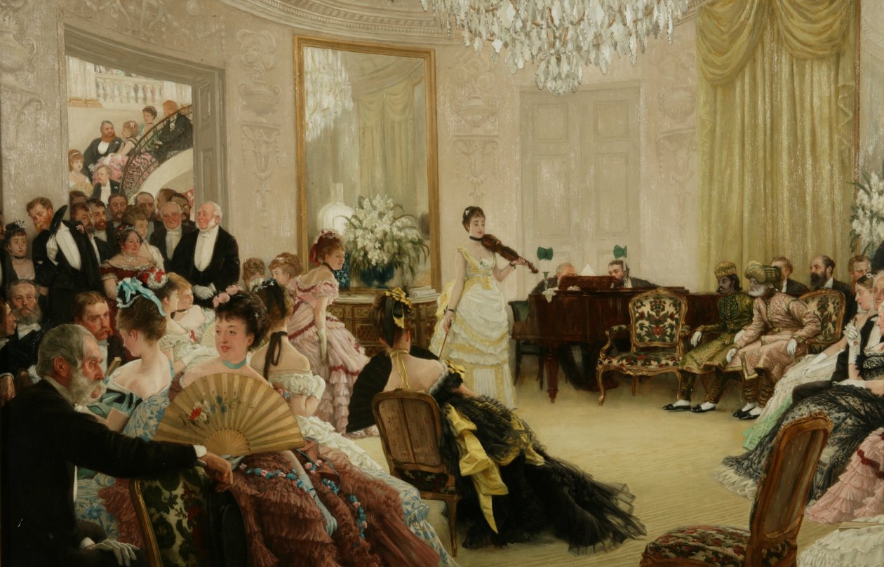 Tysta ner! (The Concert), ca 1875 (olja på duk) av James Jacques Joseph Tissot