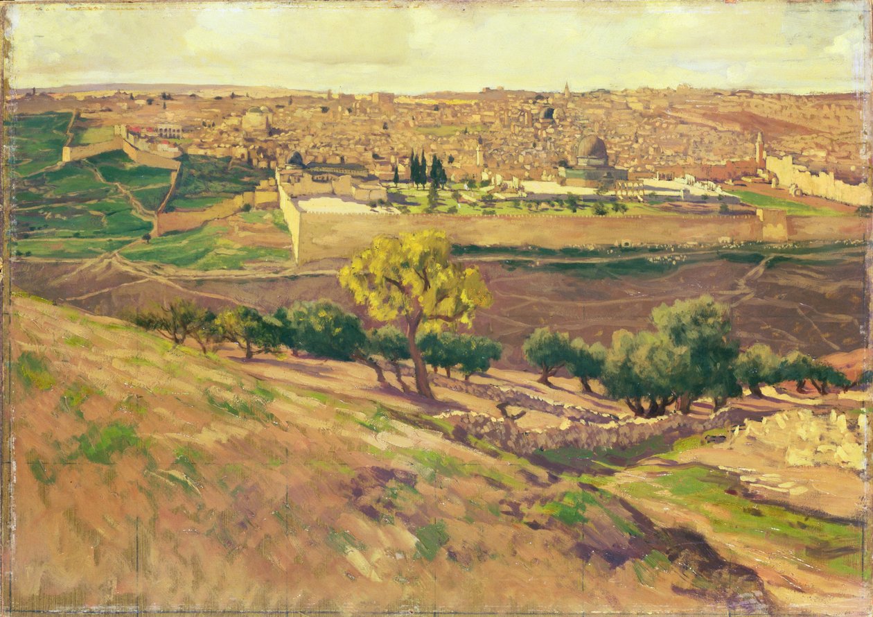 Jerusalem från Oljeberget, ca 1886-96 (gouache på kartong) av James Jacques Joseph Tissot