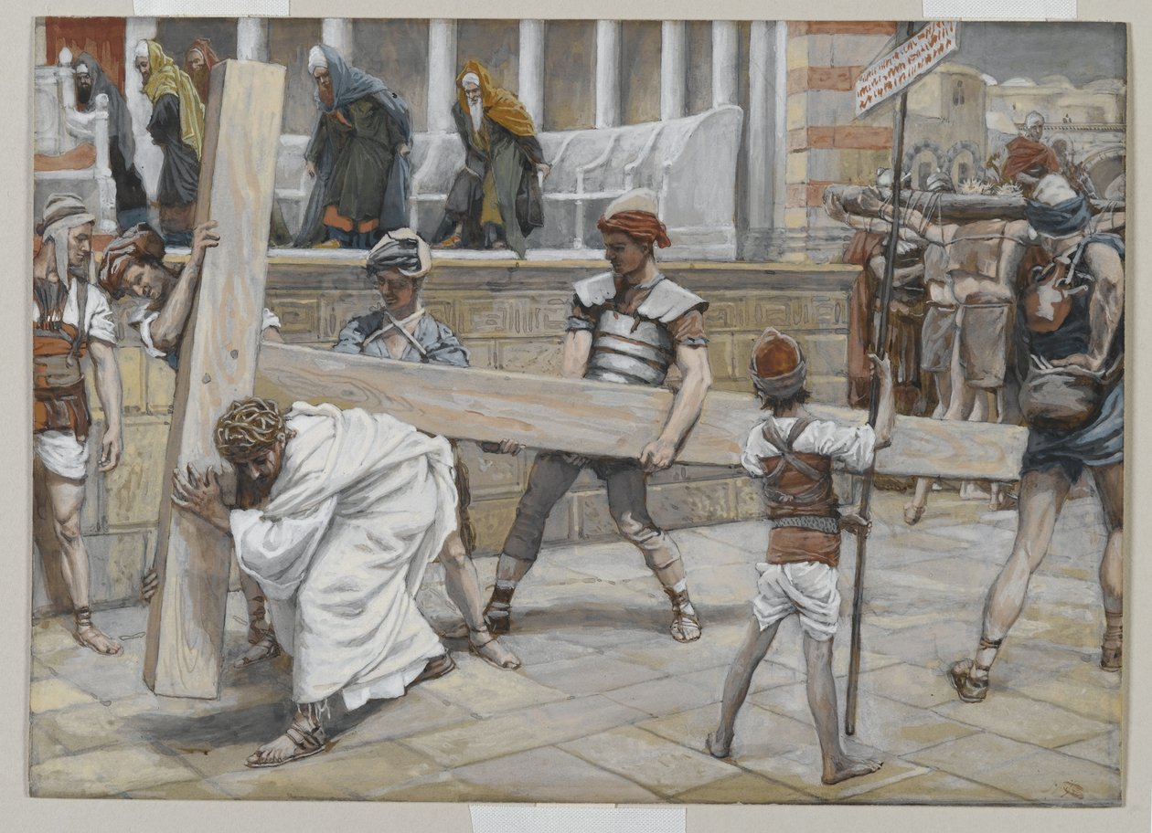 Jesus Bearing the Cross, illustration från The Life of Our Lord Jesus Christ, 1886-94 (wc över grafit på papper) av James Jacques Joseph Tissot