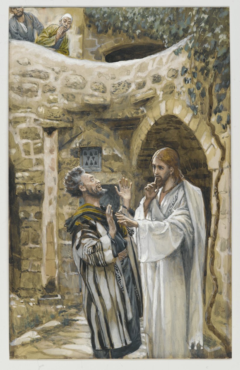 Jesus Heals a Mute Possessed Man, illustration från The Life of Our Lord Jesu Christ (wc över grafit på papper) av James Jacques Joseph Tissot