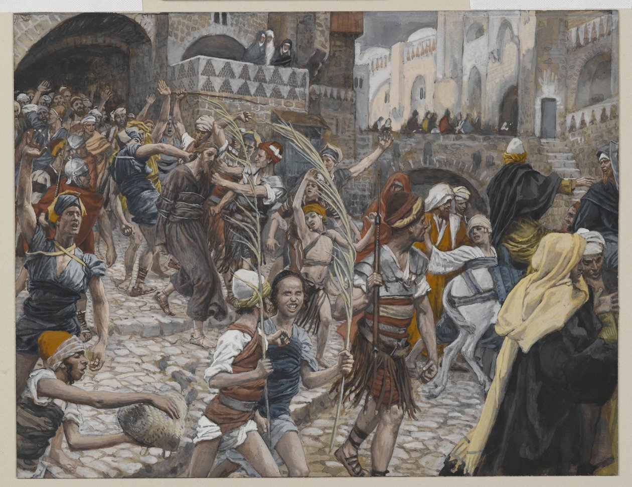 Jesus ledde från Kaifas till Pilatus, illustration från Vår Herre Jesu Kristi liv, 1886-94 (wc över grafit på papper) av James Jacques Joseph Tissot
