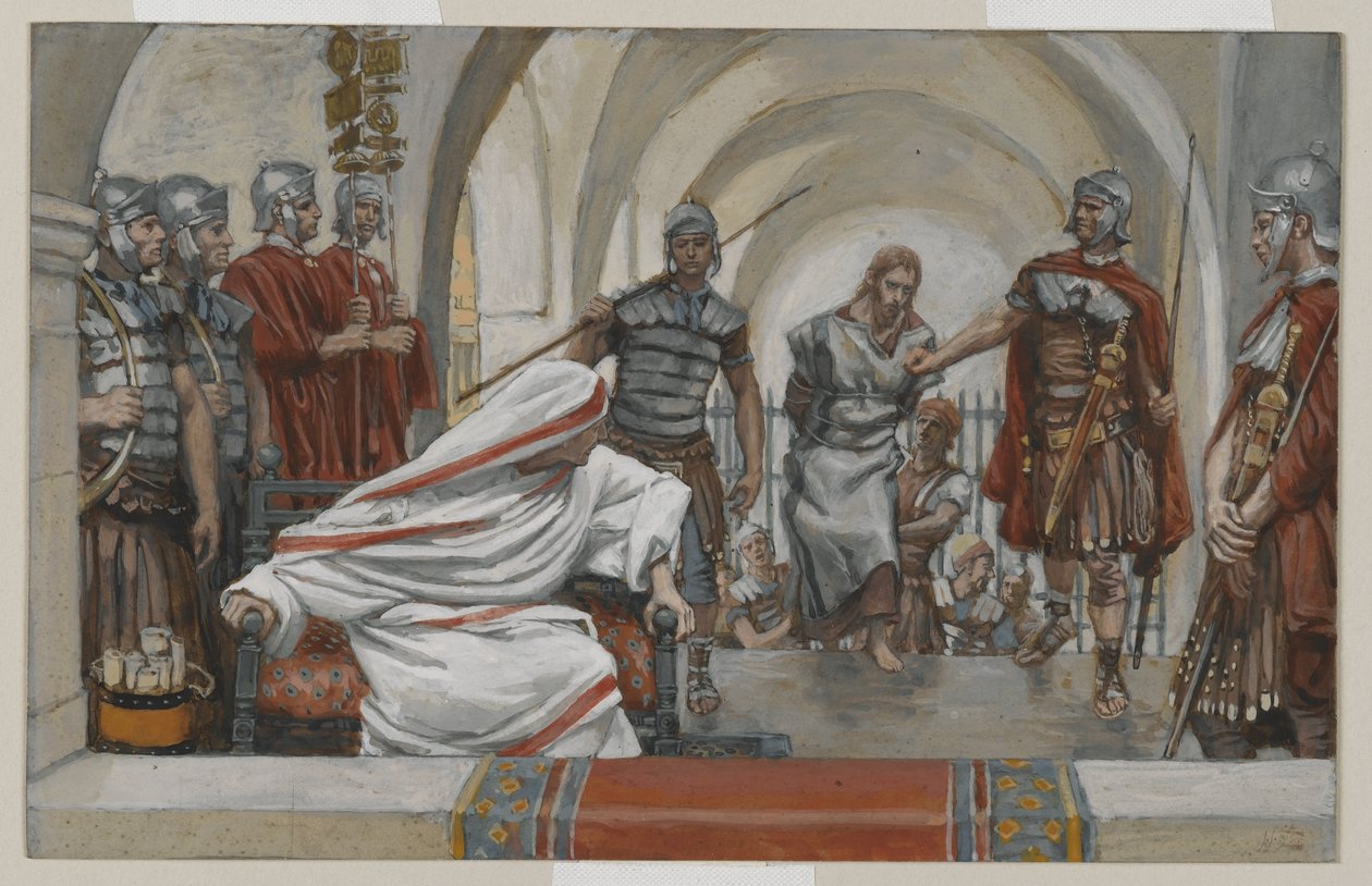Jesus ledde från Herodes till Pilatus, illustration från Vår Herre Jesu Kristi liv, 1886-94 (wc över grafit på papper) av James Jacques Joseph Tissot