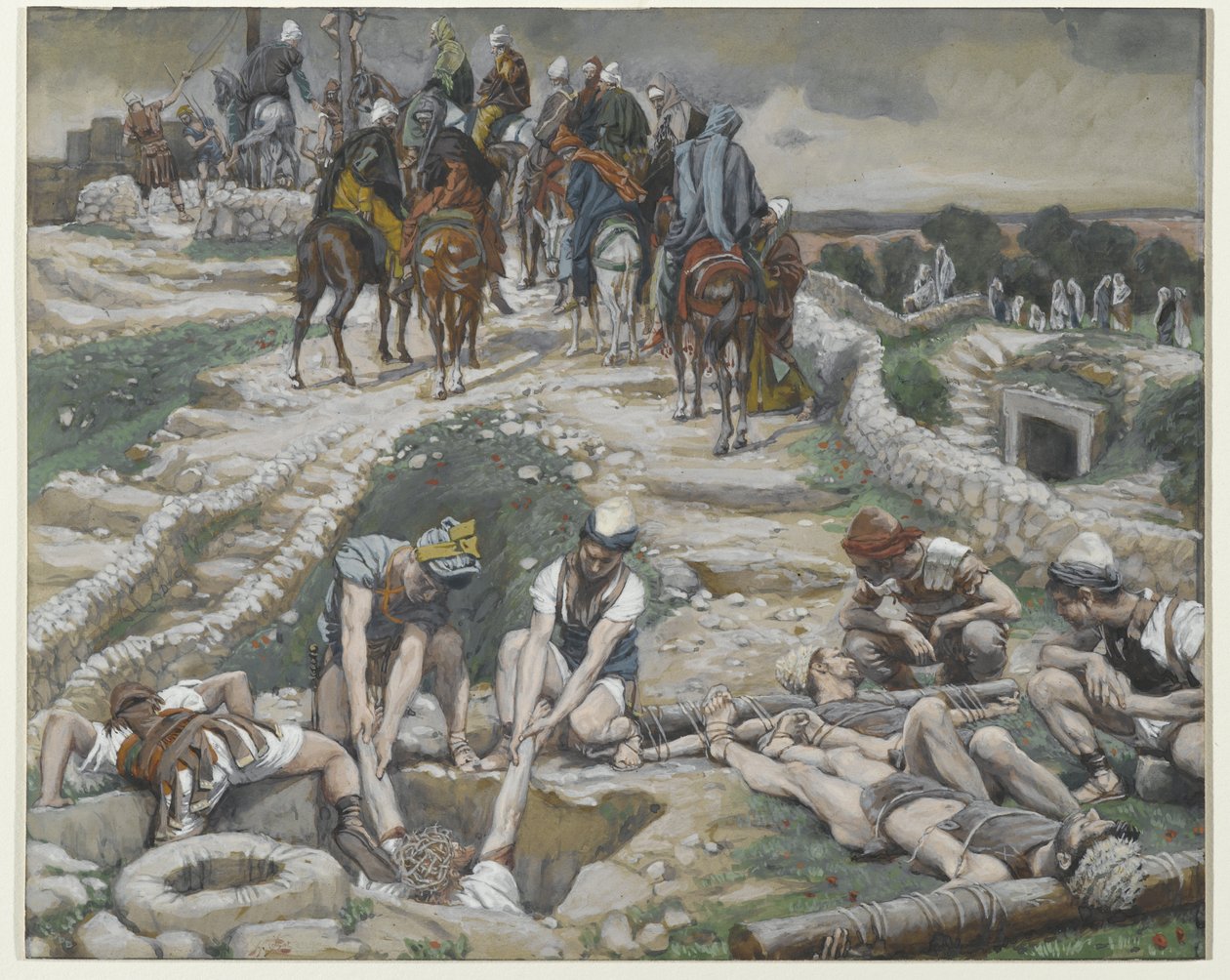 Jesus tagen från cisternen, illustration från Vår Herre Jesu Kristi liv, 1886-94 (wc över grafit på papper) av James Jacques Joseph Tissot