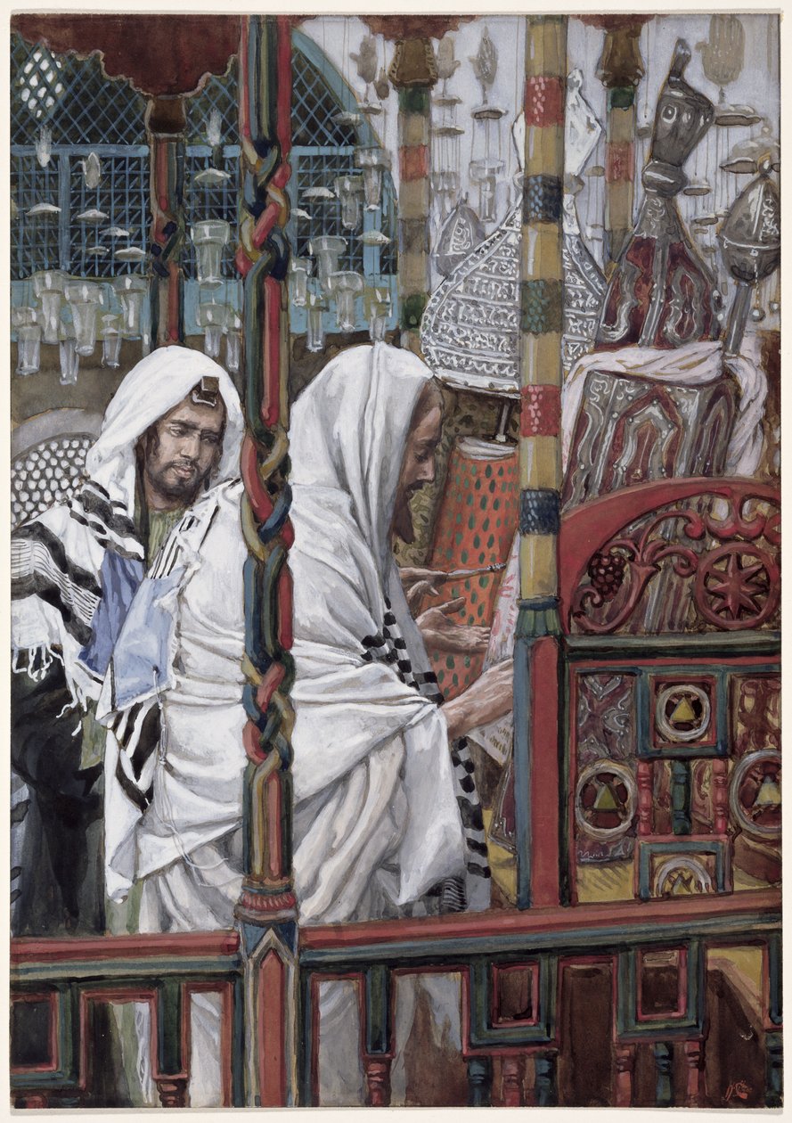 Jesus Teaching in the Synagogue, illustration till The Life of Christ, c.1886-94 (wc & gouache på kartong) av James Jacques Joseph Tissot