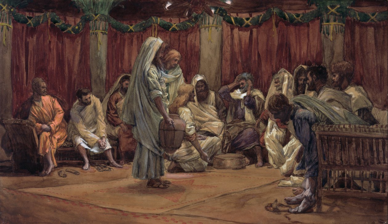 Jesus Washing the Disciples Feet, illustration till The Life of Christ, c.1886-94 (wc & gouache på kartong) av James Jacques Joseph Tissot
