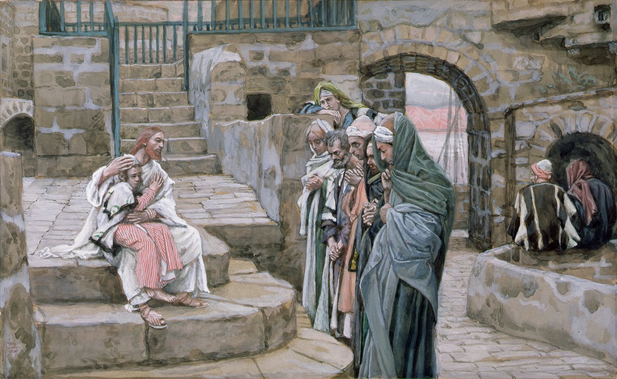 Jesus and the Little Child, illustration till The Life of Christ, c.1886-94 (wc & gouache på kartong) av James Jacques Joseph Tissot