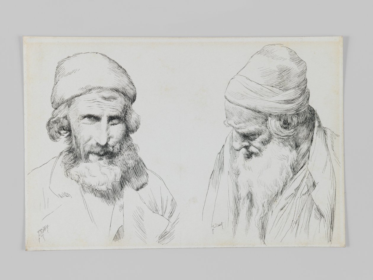 Judar och jemeniter, Jerusalem, illustration från Vår Herre Jesu Kristi liv (penna och bläck på vävt papper) av James Jacques Joseph Tissot