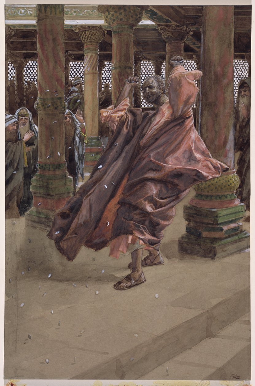 Judas Repents and Returns the Money, illustration till The Life of Christ, c.1886-94 (wc & gouache på kartong) av James Jacques Joseph Tissot