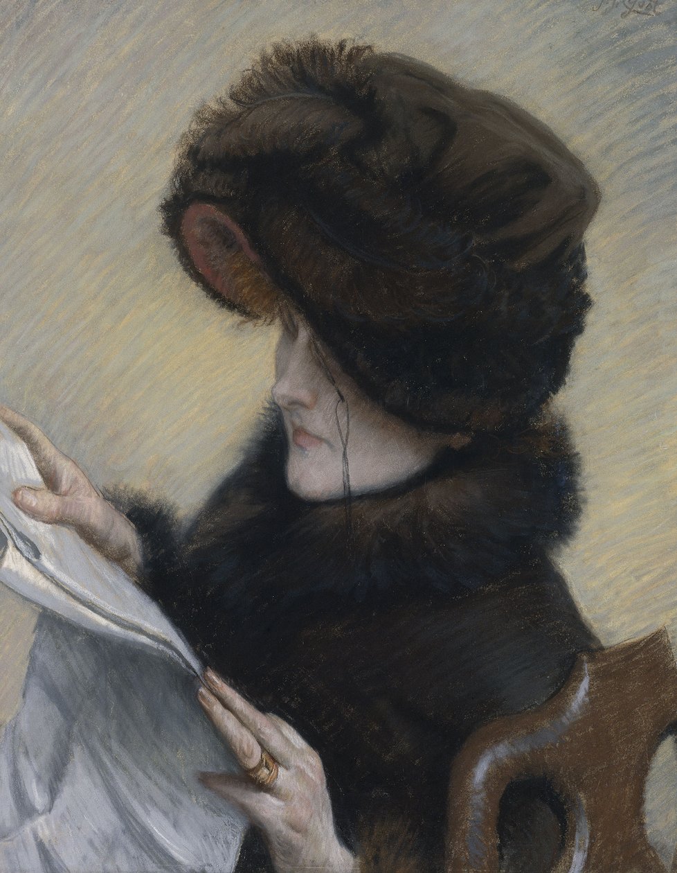 The Reader, c.1883 (pastell på papper nedlagd på duk) av James Jacques Joseph Tissot