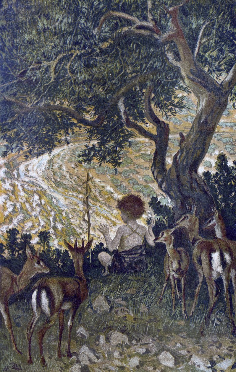 L"enfance de Saint John the Baptist - The Childhood of Saint John the Baptist - från "" The Life of Our Lord Jesus Christ"" - 1899 av James Tissot - La vie de notre seigneur Jesus Christ, av Jacques Joseph av James Jacques Joseph Tissot